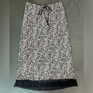 Wanted Black and White Swirl Midi Skirt